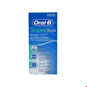 نخ دندان ارتودنسی اورال بی وارداتی مدل سوپر فلاس Oral-B Super Floss ا Oral-B Super Floss model اورجینال ارسال فوری