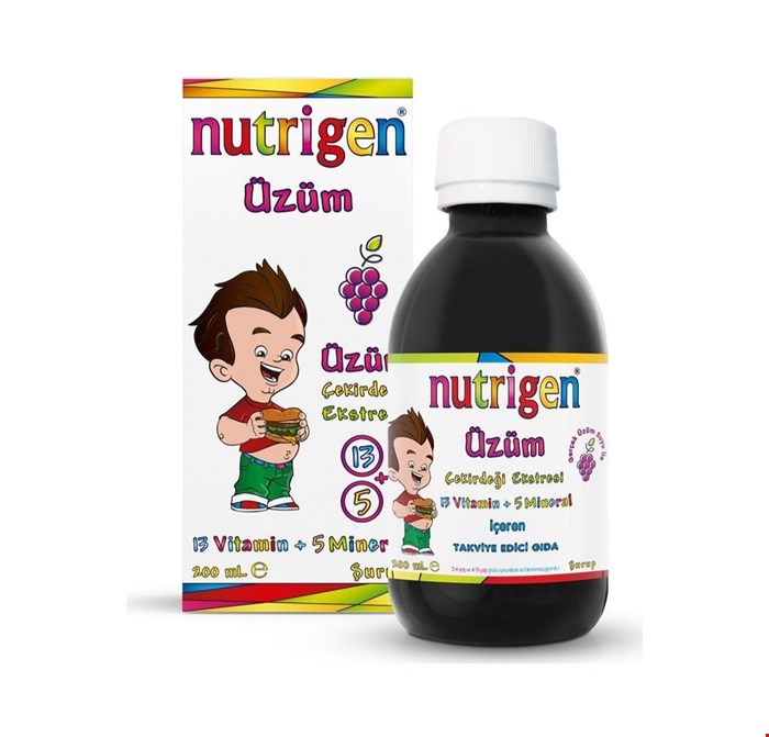 شربت اشتها آور و افزایش وزن کودکان نوتریژن Nutrigen اورجینال حجم ۲۰۰میلی لیتر انقضا بالای۲سال 2027.09